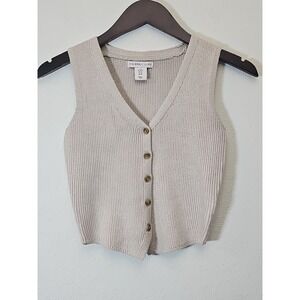 Sincerely Jules Women's Beige‎ Knit Button Up Vest Size XS